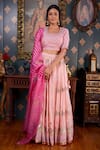 Buy_Abbaran_Pink Cotton Silk And Embroidery Foil Scoop Neck Lehenga Set _at_Aza_Fashions