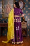 Shop_Abbaran_Yellow Cotton Silk And Embroidery Foil V Neck Lehenga Set _at_Aza_Fashions