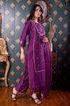 Buy Purple Cotton Silk And Organza Embroidery Thread & Gota Kurta Pant
