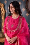 Shop_Abbaran_Pink Cotton Silk And Organza Embroidery Thread & Gota Patti Round Kurta Pant Set _Online_at_Aza_Fashions