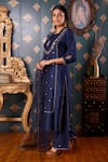 Shop_Abbaran_Blue Cotton Silk And Organza Thread & Gota Patti Round Kurta Pant Set _Online_at_Aza_Fashions