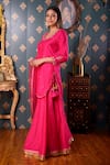 Shop_Abbaran_Pink Cotton Silk And Organza Embroidery Thread & Gota Patti Kurta Gharara Set _Online_at_Aza_Fashions