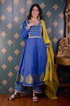 Buy_Abbaran_Blue Anarkali Banarasi Chanderi And Embroidery Foil Round Palazzo Set _at_Aza_Fashions