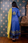 Shop_Abbaran_Blue Anarkali Banarasi Chanderi And Embroidery Foil Round Palazzo Set _at_Aza_Fashions