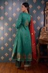 Shop_Abbaran_Green Anarkali Banarasi , Pant Cotton Satin And Dupatta Set _at_Aza_Fashions