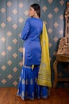 Shop_Abbaran_Blue Kurta Banarasi Chanderi Foil Round Sharara Set _at_Aza_Fashions