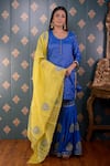 Shop_Abbaran_Blue Kurta Banarasi Chanderi Foil Round Sharara Set _Online_at_Aza_Fashions