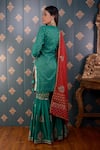 Shop_Abbaran_Green Kurta Banarasi Chanderi Foil Round Sharara Set _at_Aza_Fashions