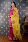 Shop_Abbaran_Magenta Kurta Banarasi Chanderi Foil Round Sharara Set _Online_at_Aza_Fashions