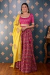 Buy_Abbaran_Pink Lehenga Cotton Silk And Embroidery Block & Mirror Round Set _at_Aza_Fashions