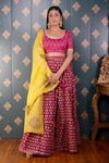 Abbaran_Pink Lehenga Cotton Silk And Embroidery Block & Mirror Round Set _Online_at_Aza_Fashions