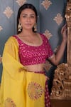 Abbaran_Pink Lehenga Cotton Silk And Embroidery Block & Mirror Round Set _at_Aza_Fashions