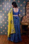 Shop_Abbaran_Blue Lehenga Cotton Silk And Embroidery Block & Mirror Set _at_Aza_Fashions