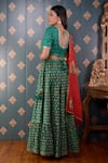 Shop_Abbaran_Green Lehenga Cotton Silk And Embroidery Block & Mirror Round Set _at_Aza_Fashions