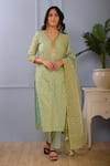 Buy Abbaran Green Kurta- Silkpant- Satindupatta- Silk Block Print Set at Aza Fashions Buy_Abbaran_Green Kurta- Silkpant- Satindupatta- Silk Block Print Set _at_Aza_Fashions
