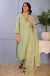 Buy Abbaran Green Kurta- Silkpant- Satindupatta- Silk Block Print Set Online at Aza Fashions Buy_Abbaran_Green Kurta- Silkpant- Satindupatta- Silk Block Print Set _Online_at_Aza_Fashions