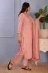 Abbaran_Pink Kurta- Silkpant- Satindupatta- Silk Block Print Set _Online_at_Aza_Fashions