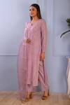 Shop_Abbaran_Purple Kurta- Silkpant- Satindupatta- Organza Lucknowi Silk Set _Online_at_Aza_Fashions