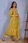 Abbaran_Green Kurta And Dupatta Chanderipalazzo- Cotton Chanderi Pintuck Palazzo Set _Online_at_Aza_Fashions