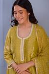 Shop_Abbaran_Green Kurta And Dupatta Chanderipalazzo- Cotton Chanderi Pintuck Palazzo Set _Online_at_Aza_Fashions