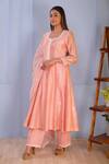 Buy_Abbaran_Pink Anarkali And Dupatta Chanderipalazzo- Cotton Satin Chanderi Palazzo Set _Online_at_Aza_Fashions