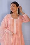 Shop_Abbaran_Pink Anarkali And Dupatta Chanderipalazzo- Cotton Satin Chanderi Palazzo Set _Online_at_Aza_Fashions