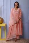 Buy Abbaran Pink Kurta And Dupatta Chanderipalazzo- Cotton Chanderi Gathered Palazzo Set at Aza Fashions Buy_Abbaran_Pink Kurta And Dupatta Chanderipalazzo- Cotton Chanderi Gathered Palazzo Set _at_Aza_Fashions
