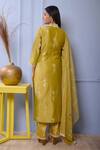 Shop_Abbaran_Green Kurta And Dupatta Chanderipalazzo- Cotton Satin Foil Chanderi Palazzo Set _at_Aza_Fashions