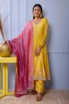 Buy_Abbaran_Yellow Anarkali- Silkpalazzo- Satindupatta- Banarasi Silk Set _Online_at_Aza_Fashions
