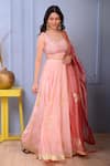 Abbaran_Pink Blouse And Lehenga Cotton Silk Dupatta Banarasi Golden Set _Online_at_Aza_Fashions