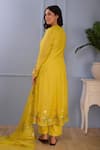 Shop_Abbaran_Yellow Anarkali- Silkpalazzo- Satindupatta- Banarasi Golden Set _at_Aza_Fashions