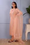 Buy_Abbaran_Peach Kurta- Silk Pant- Satindupatta- Organza Set  _Online_at_Aza_Fashions