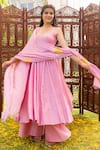Buy_Anjana Bohra_Pink Cotton Chanderi Anarkali Palazzo Set_at_Aza_Fashions