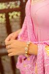 Anjana Bohra_Pink Cotton Chanderi Anarkali Palazzo Set_at_Aza_Fashions