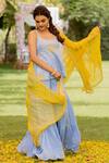Shop_Anjana Bohra_Blue Cotton Surajmukhi Embroidered Kurta Sharara Set_at_Aza_Fashions