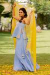 Buy_Anjana Bohra_Blue Cotton Surajmukhi Embroidered Kurta Sharara Set_Online_at_Aza_Fashions