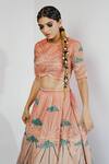 Buy_Payal & Zinal_Peach Organza Embroidery Sequin Round Lehenga And Blouse Set _Online_at_Aza_Fashions