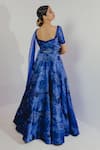 Shop_Payal & Zinal_Blue Organza, Imported Satin Abstract, Cutdana, Sequin V Neck Print Lehenga Set_at_Aza_Fashions