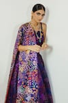 Shop_Payal & Zinal_Purple Organza, Italian Crepe Abstract, Bead Bustier Printed And Lehenga Set _Online_at_Aza_Fashions