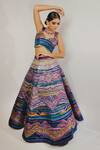 Buy_Payal & Zinal_Multi Color Imported Satin Embroidery Metallic Sweetheart Lehenga And Blouse Set _at_Aza_Fashions