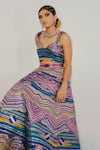 Buy_Payal & Zinal_Multi Color Imported Satin Embroidery Metallic Sweetheart Lehenga And Blouse Set _Online_at_Aza_Fashions