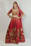 Buy_Payal & Zinal_Red Gajji Silk Embroidery Palm Sweetheart Neck Tree Bridal Lehenga Set _at_Aza_Fashions