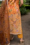 Shop_Payal & Zinal_Yellow Imported Satin Printed Abstract Scoop Neck Kurta Set _Online_at_Aza_Fashions