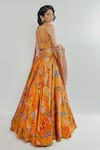 Shop_Payal & Zinal_Yellow Spun Satin Printed Abstract Square Neck Skirt Set _at_Aza_Fashions