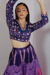 Payal & Zinal_Purple Imported Satin Embroidery Sequin V Neck Top And Palazzo Set _at_Aza_Fashions