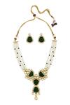 Shop_Joules by Radhika_Gold Plated Stones Kundan Polki Necklace Set_at_Aza_Fashions
