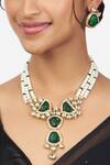 Joules by Radhika_Gold Plated Stones Kundan Polki Necklace Set_Online_at_Aza_Fashions
