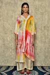 Buy_Khwaab by Sanjana Lakhani_Yellow Bamber Silk Shibori Kurta And Palazzo Set_Online_at_Aza_Fashions
