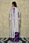 Shop_Samyukta Singhania_Purple Bamberg Silk Tie Dye Shibori Work Band Collar Kurta And Palazzo Set _at_Aza_Fashions