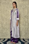 Buy_Samyukta Singhania_Purple Bamberg Silk Tie Dye Shibori Work Band Collar Kurta And Palazzo Set _Online_at_Aza_Fashions